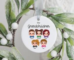 Personalised Grandchildren Christmas Ornament - Bauble Family Faces - thumbnail 1