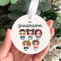 Personalised Grandchildren Christmas Ornament - Bauble Family Faces - thumbnail 2