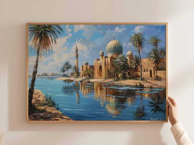 Baghdad Travel Poster Iraq Art Print, Middle East Decor - image 1