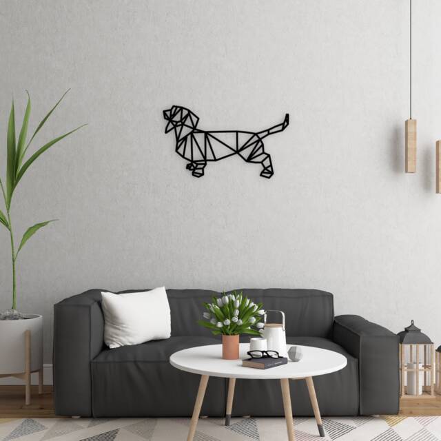 Dachshund/Dog Themed Wall Decor Art Wooden Geometric - Nursery Animals - image 1