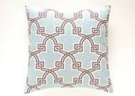 Pillow Custom Cover - Milky Blue Ice Powder Robin Egg Coral Modern 16x16, 18x18 - image 1