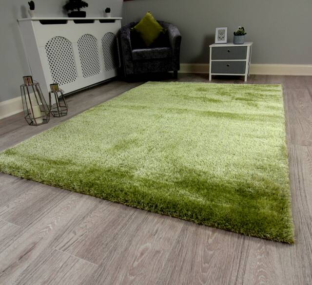 New Plush Green Thick Silky Soft Shag Pile Rug Modern Luxurious High Quality Mats - image 1
