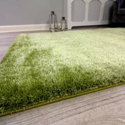 New Plush Green Thick Silky Soft Shag Pile Rug Modern Luxurious High Quality Mats - thumbnail 2