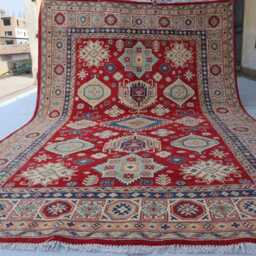 7x10 Ft New Red Kazak Hand Knotted Rug, Afghan Luxury Area Rug, Medallion Geometric Carpet, Rug For Livingroom - thumbnail 4