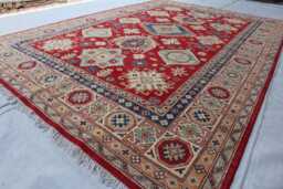 7x10 Ft New Red Kazak Hand Knotted Rug, Afghan Luxury Area Rug, Medallion Geometric Carpet, Rug For Livingroom