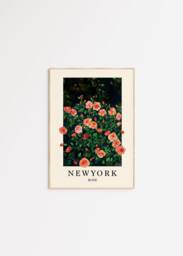 New York State Flower Art Print Gouache Flower Painting, Bedroom Wall Decor - thumbnail 1