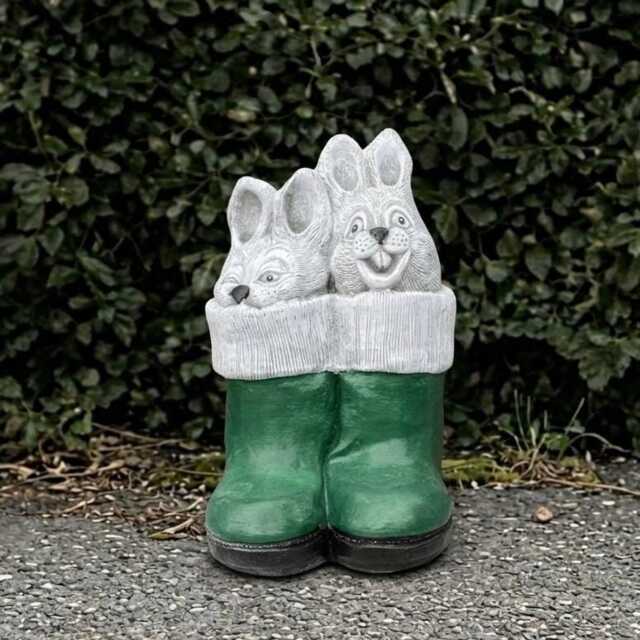Concrete Rabbit in Boots Statue Cement Bunny Sculpture Outdoor Animal Decoration Garden Rabbits Ornament Bunny Lover Gift Front Door - image 1
