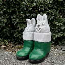 Concrete Rabbit in Boots Statue Cement Bunny Sculpture Outdoor Animal Decoration Garden Rabbits Ornament Bunny Lover Gift Front Door - thumbnail 2