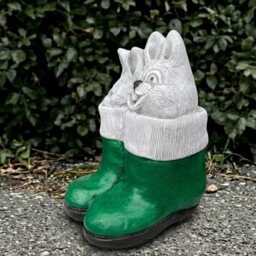 Concrete Rabbit in Boots Statue Cement Bunny Sculpture Outdoor Animal Decoration Garden Rabbits Ornament Bunny Lover Gift Front Door - thumbnail 4