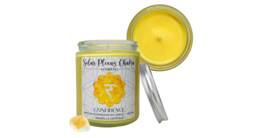 Solar Plexus Chakra Candle Green Tea Lemongrass Scent, Citrine Crystal - thumbnail 1