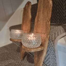 Pair Of Handmade Solid Oak Rustic Sconces 40x10 cm With Tudor Wax Finish .candles /Glass Not Included - thumbnail 2