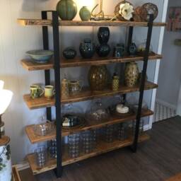 Reclaimed Wood Bookcase Rustic Shelving Unit, Steel Frame - thumbnail 2