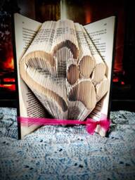 Paw Print With Heart Folded Book- Love - Fur Baby- Pets Dog Cat- Christmas - thumbnail 1