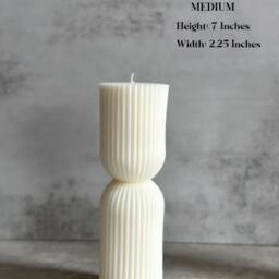 Large Hourglass Candle - Ribbed Soy Wax Pillar Modern Sculptural Decor - thumbnail 3