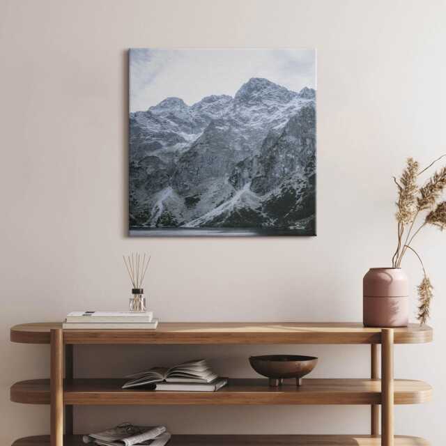 Morskie Oko in Winter Tatra Mountains Canvas, Wall Art Picture, Gray Decoration, Nature Canvas - image 1