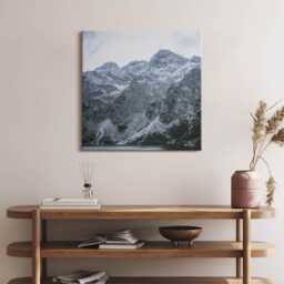Morskie Oko in Winter Tatra Mountains Canvas, Wall Art Picture, Gray Decoration, Nature Canvas - thumbnail 1