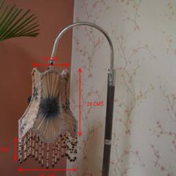 Ombre Silk Lampshade Victorian Scalloped Fabric Shade With Beaded Dangles - thumbnail 2