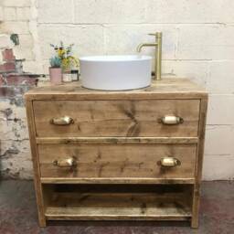 Abingdon - Reclaimed Bathroom Vanity Unit Handmade Solid Wood Cabinet With Drawers - thumbnail 4