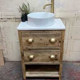 Abingdon - Reclaimed Bathroom Vanity Unit Handmade Solid Wood Cabinet With Drawers - thumbnail 2