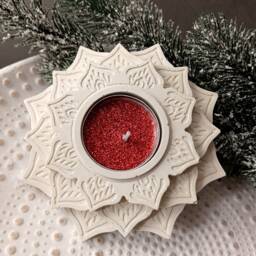 Flower Concrete Tea Light Holders Lotus Candle Holder Meditation Gifts - thumbnail 2