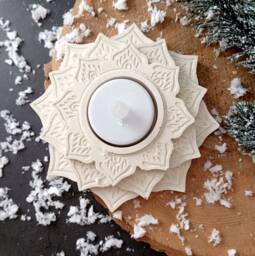 Flower Concrete Tea Light Holders Lotus Candle Holder Meditation Gifts - thumbnail 1