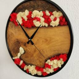 Handmade Moss & Olive Wood Wall Clock Boho Home Decor - thumbnail 4