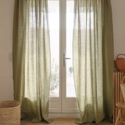 Tab Top Linen Curtain Panel, Semi-Sheer Washed Curtain, Custom Size Drapes - thumbnail 3