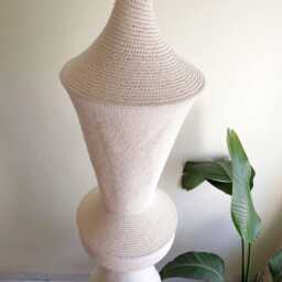 Crochet Plug in Pendant Light - Boho Hanging Lamp Handmade Shade Ceiling Lampshade Lighting - thumbnail 4