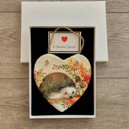 Hedgehog Slate Heart Wall Hanging Autumn Decor - 15cm - thumbnail 3