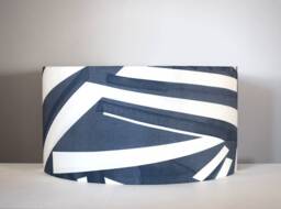 Inky Blue Lampshade Geometric Pattern, 20cm To 50cm Diameter, Modern Stripe Custom Made Drum Shade Handmade By Vivid Shades - thumbnail 1