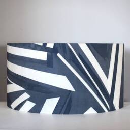 Inky Blue Lampshade Geometric Pattern, 20cm To 50cm Diameter, Modern Stripe Custom Made Drum Shade Handmade By Vivid Shades - thumbnail 2