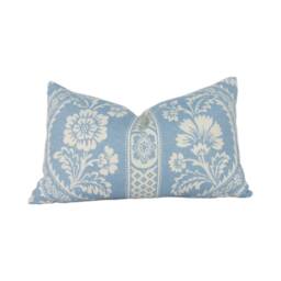 Schumacher - Versailles Blue Romantic Botanical & Ogee Striped Designer Cushion Cover Handmade Throw Pillow Luxury Home Decor - thumbnail 2