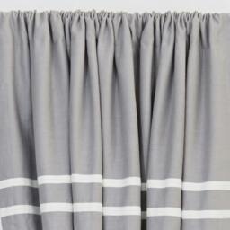 Minimalist Gray Bedroom Curtains - Grey White Linen Rod Pocket Extra Long Drapes & Stripes, Minimal Living Room Custom Made Curtain Panels - thumbnail 4