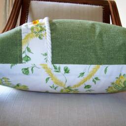 Lee Jofa Toile Pillow Cover, Green & Yellow, Button Closure - thumbnail 3