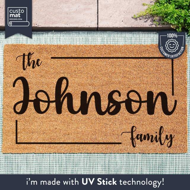 Personalized Family Doormat - Customized Door Mat Wedding Gift Closing Welcome Name Rug - image 1