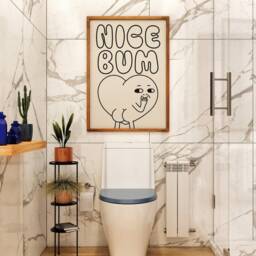 Nice Bum Bathroom Print, Fun Toilet Humour, En Suite Retro Minimalist Character Typography, Cheeky, 90S Trendy - thumbnail 3
