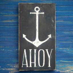 Coastal Welcome Sign Anchor Wall Decor Ahoy Lake House Nautical Boating Wood Beach - thumbnail 1