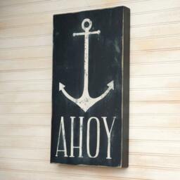Coastal Welcome Sign Anchor Wall Decor Ahoy Lake House Nautical Boating Wood Beach - thumbnail 2