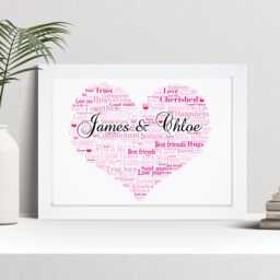 Personalised Valentine's Love Heart Word Art Print, Anniversary Gift, Custom Wall Framed Picture, Present For Girlfriend, Boyfriend Nl - thumbnail 1
