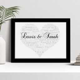 Personalised Valentine's Love Heart Word Art Print, Anniversary Gift, Custom Wall Framed Picture, Present For Girlfriend, Boyfriend Nl - thumbnail 2