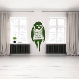 Artist Monkey Wall Sticker - Art Vinyl Street Writerdecal Graffiti Mural Chimp Artwork Decals Laugh Now Print Gorilla Smart - thumbnail 1