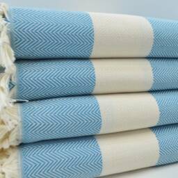 "Turkish Bedspread, Turquoise Throw, Beach Throw, Soft Blanket, Turkish Blanket, Home Decor, Herringbone Blanket, 79""x95" - thumbnail 3