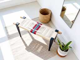 Hand-Woven Entryway Bench Mcm Style End Of Bed & Mudroom Seating - Custom-Made, Multiple Sizes - thumbnail 1