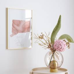 Connecticut Map Pink & Gold Wall Art Print - Usa Us State United States Of America - thumbnail 2