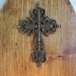 Pair Of Church/Gothic Style Wall Sconce Led Candle Holders With Antique Bronze Cross Crucifix Decoration , Various Sizes Available - thumbnail 3