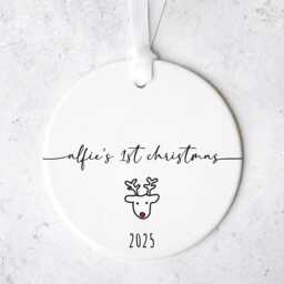 Baby's 1st Christmas Ornament - Personalised Name Bauble Gift For New Baby First Keepsake Reindeer Decoration - thumbnail 2