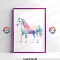 Personalised Horse Posters - Pastel Set Of 3 Prints - Pony Print Girl Bedroom Wall Art Kids Nursery Playroom Artwork Girls Horsey Gift - thumbnail 3