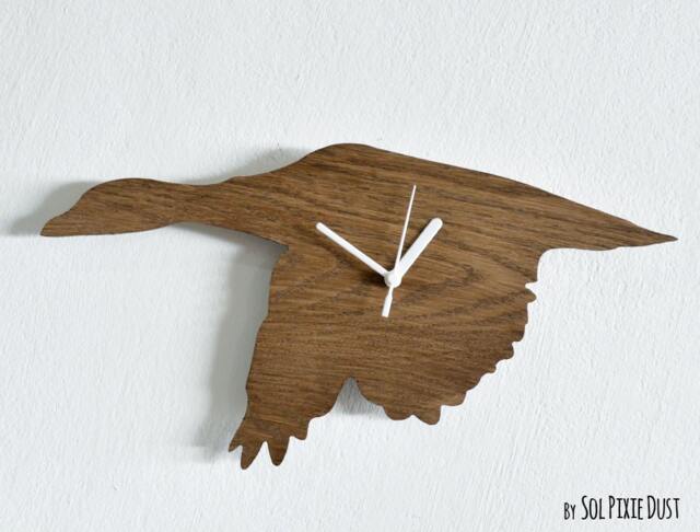 Flying Goose Kids Cartoon Silhouette - Wooden Wall Clock - image 1