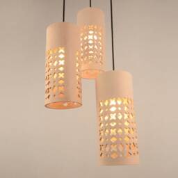 Cutout Ceramic Pendant Light, Traditional Modern Plug-In Lighting - Naaya Jharokha - thumbnail 2