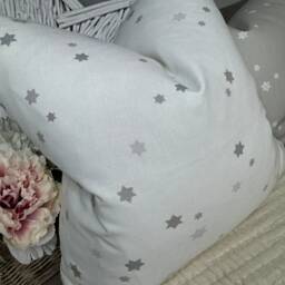 John Lewis Fabric Twinkling Star Cushion Cover, White Grey Pillow Double Sided - Children Room , Baby Boy Bedroom 100 % Cotton - thumbnail 3
